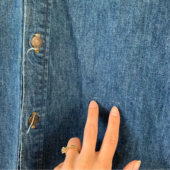 Levis Vintage Button Down Shirt 70s Collar Orange Tab USA Made Denim L/S Size M - Picture 10 of 11